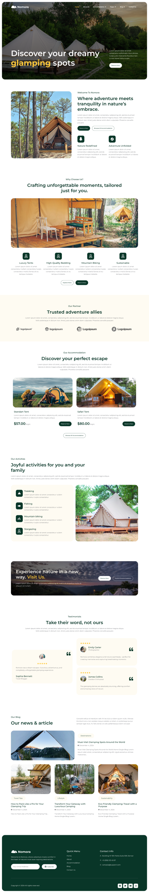 Home — Nomora - Glamping & Adventure Elementor Template