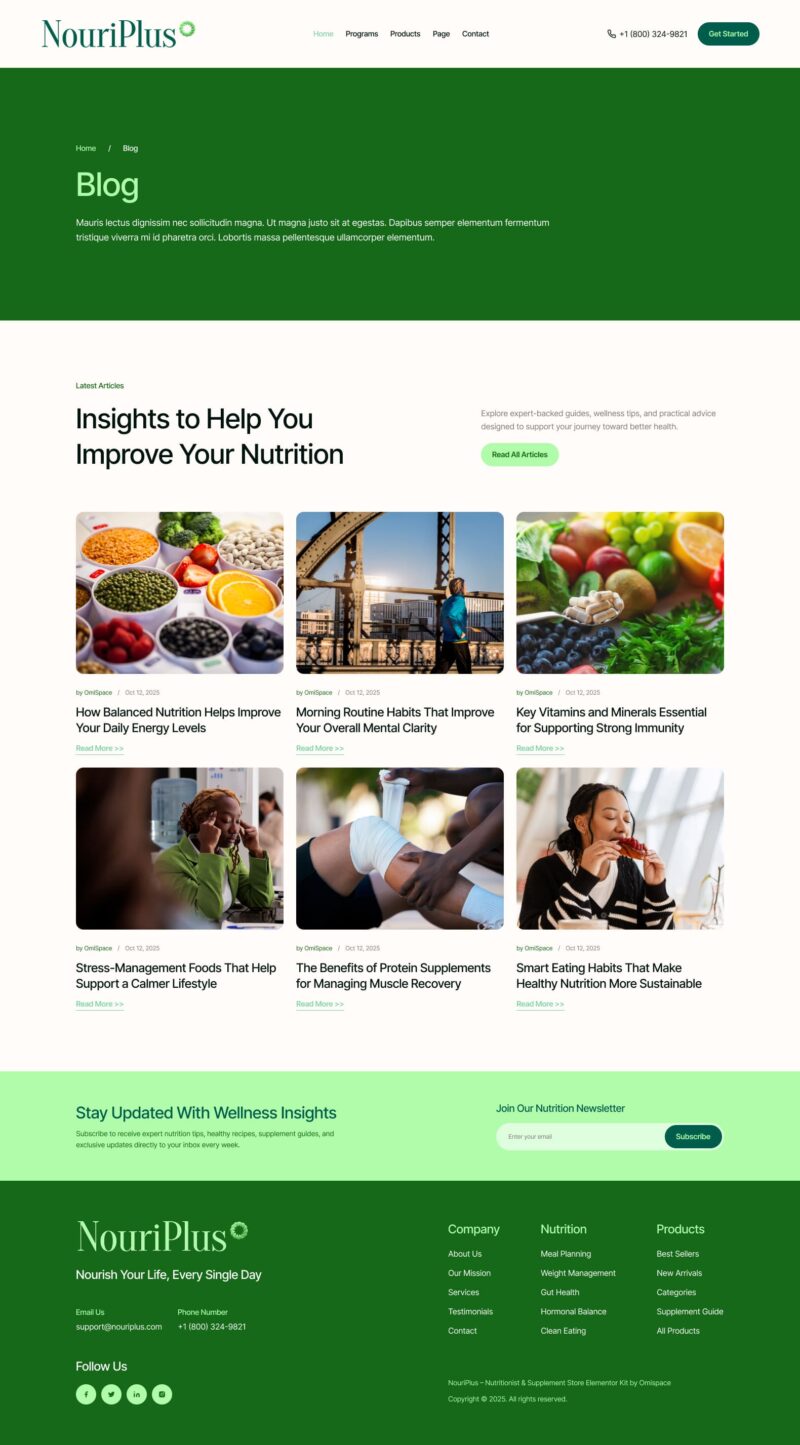 Blog — NouriPlus – Nutritionist & Supplement Store Elementor Template