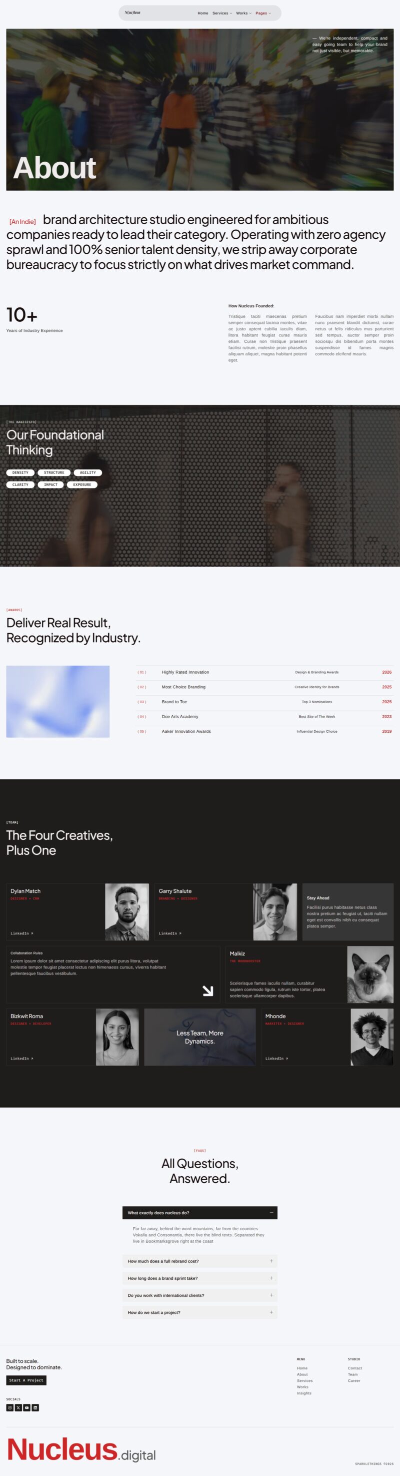 About — Nucleus – Indie Branding Agency Elementor Template
