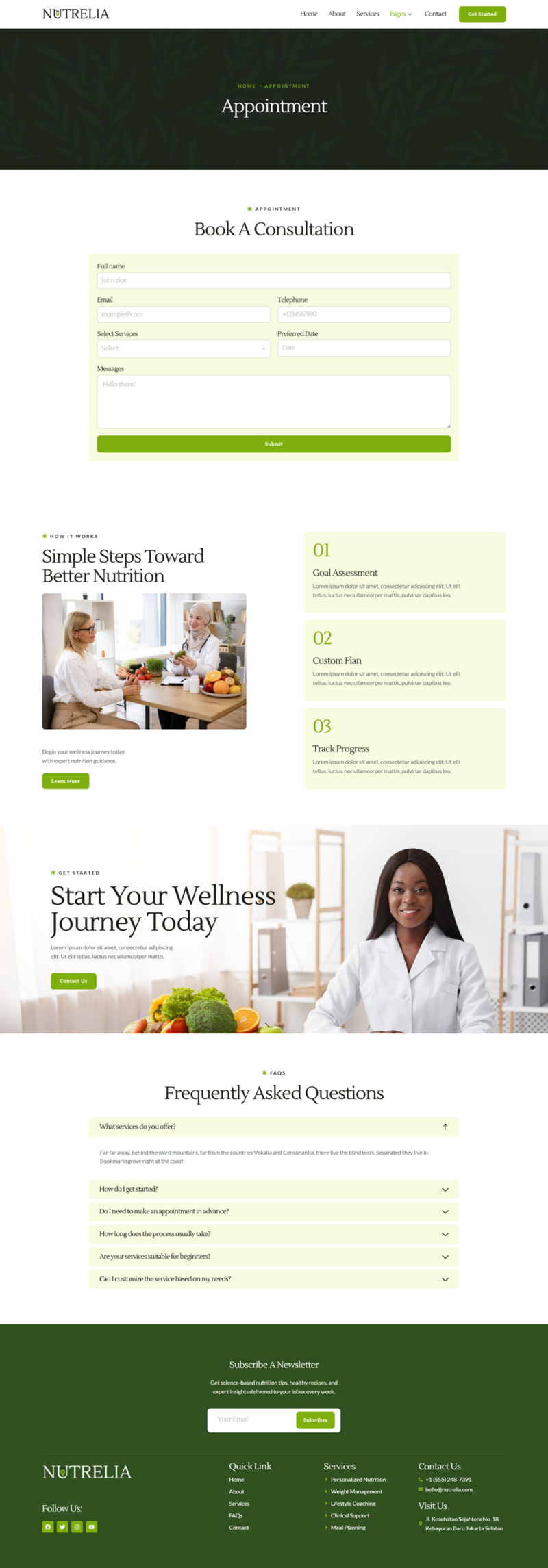 Appointment — Nutrelia - Nutrition Coach & Nutritionist Elementor Template