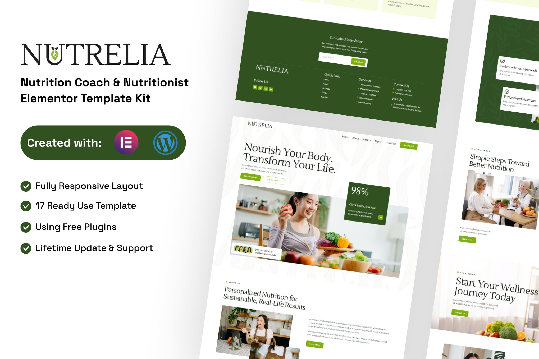 Nutrelia - Nutrition Coach & Nutritionist Elementor Template — Elementor template kit cover