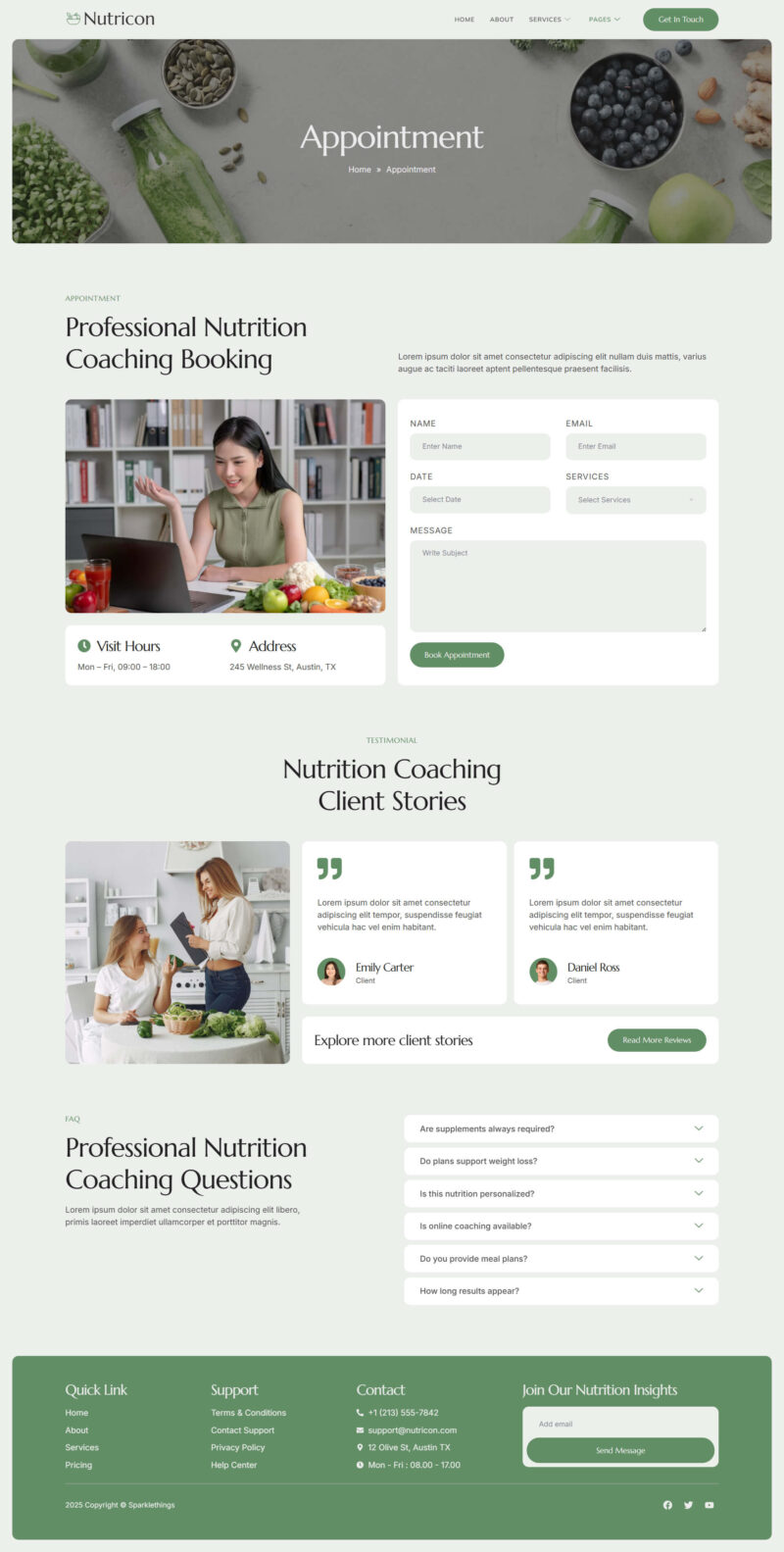 Appointment — Nutricon - Nutrition Coach & Nutritionist Elementor Template