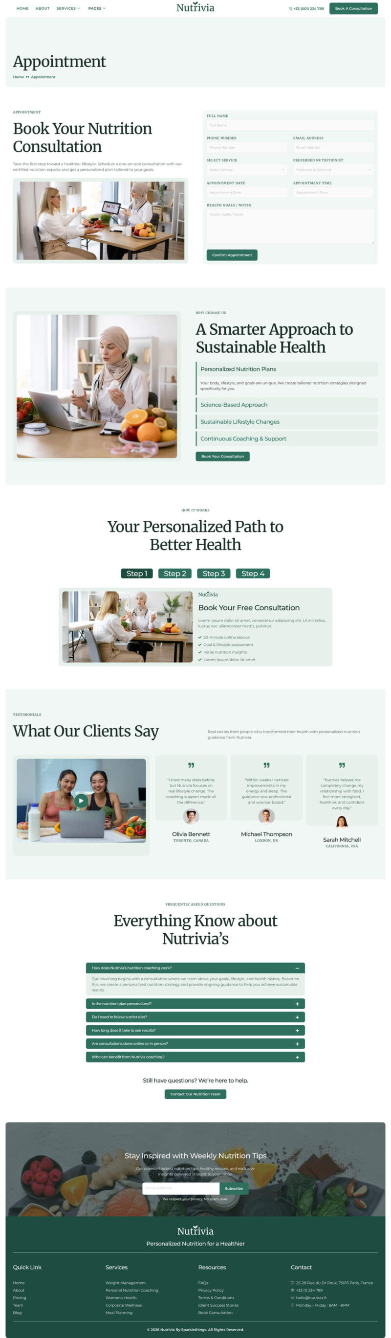 Appointment — Nutrivia - Nutrition Coach & Nutritionist Elementor Template