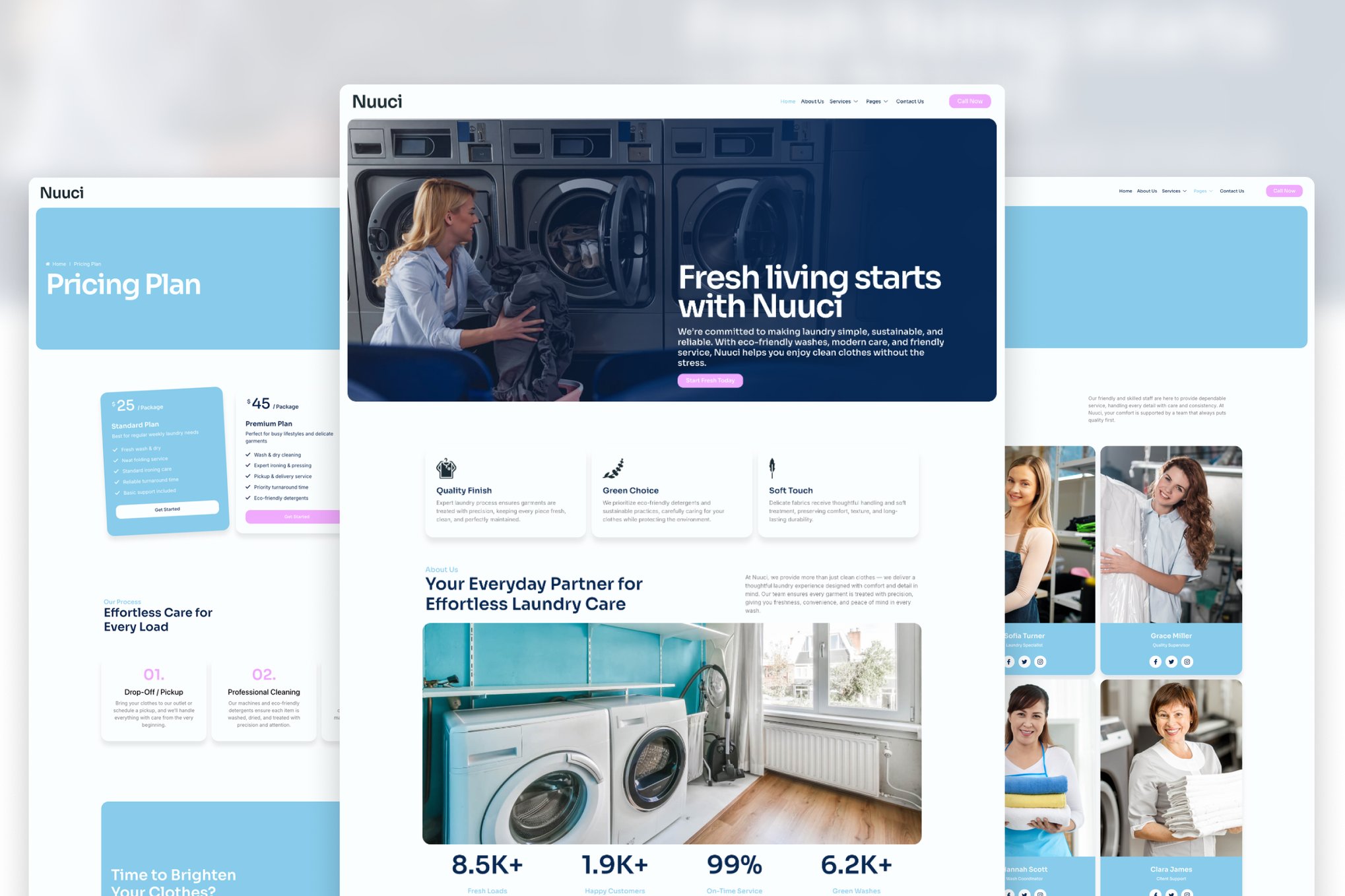 Nuuci - Modern Fresh Laundry Service Elementor Template — Elementor template kit cover