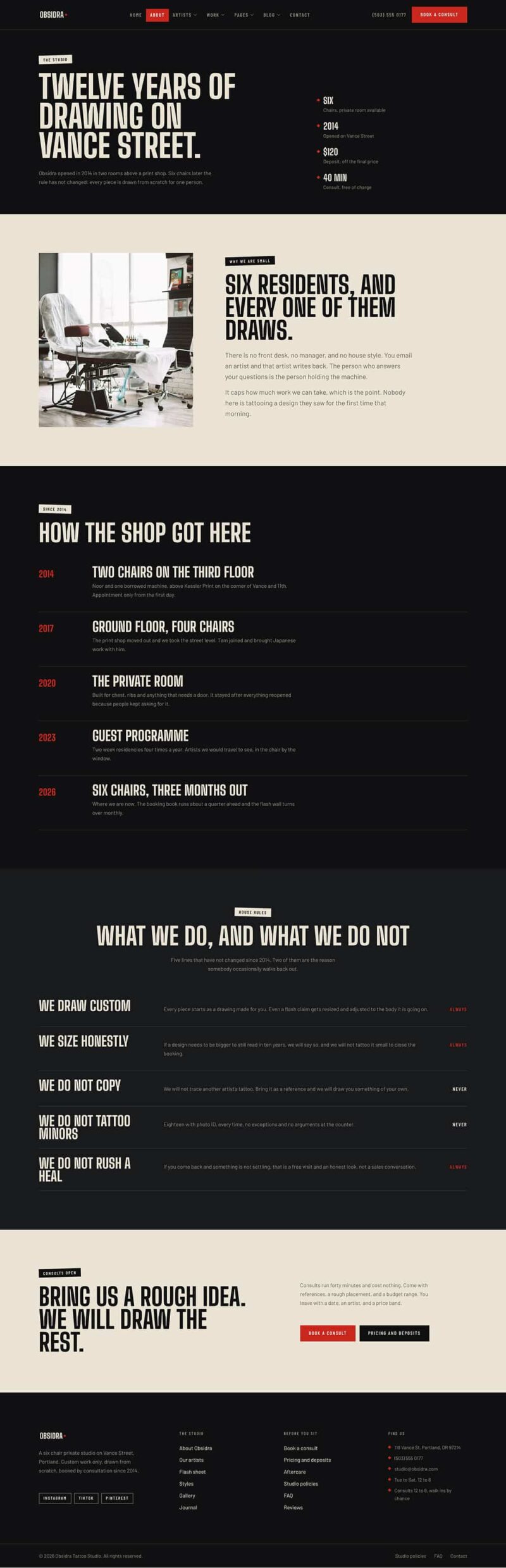 About Us — Obsidra - Tattoo Studio & Artist Elementor Template