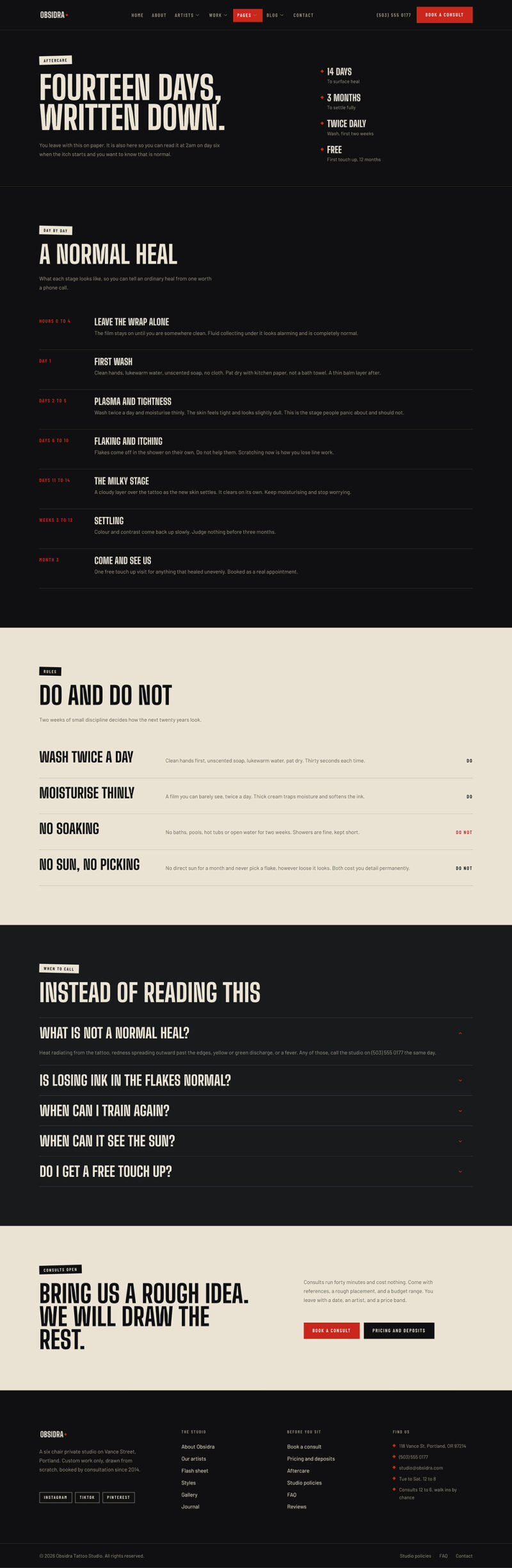 Aftercare — Obsidra - Tattoo Studio & Artist Elementor Template