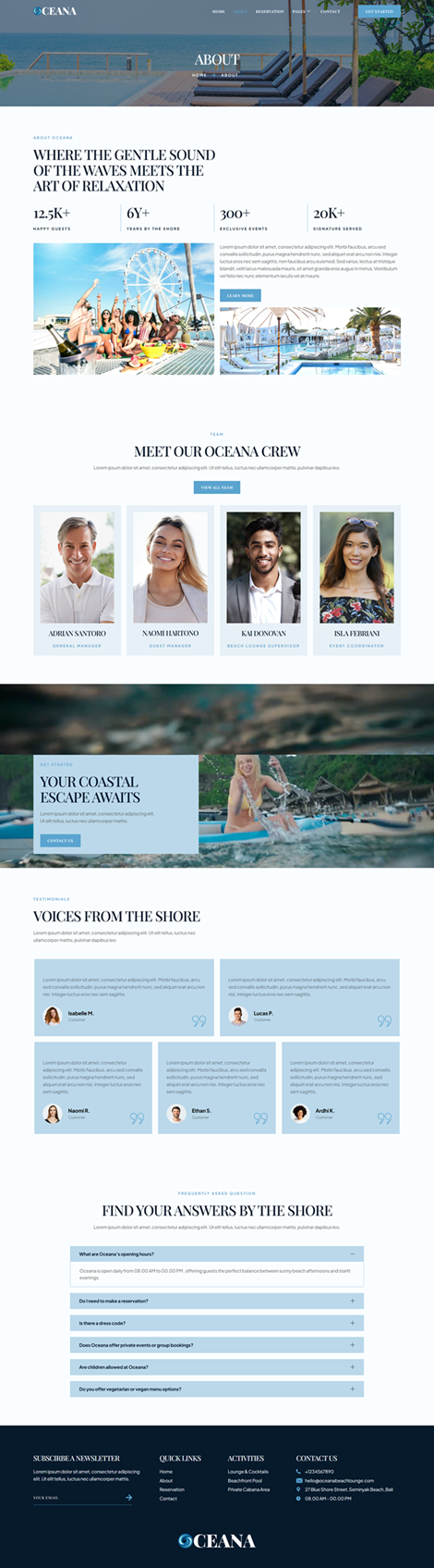 About — Oceana - Beach Club Lounge Bar & Resort Elementor Template