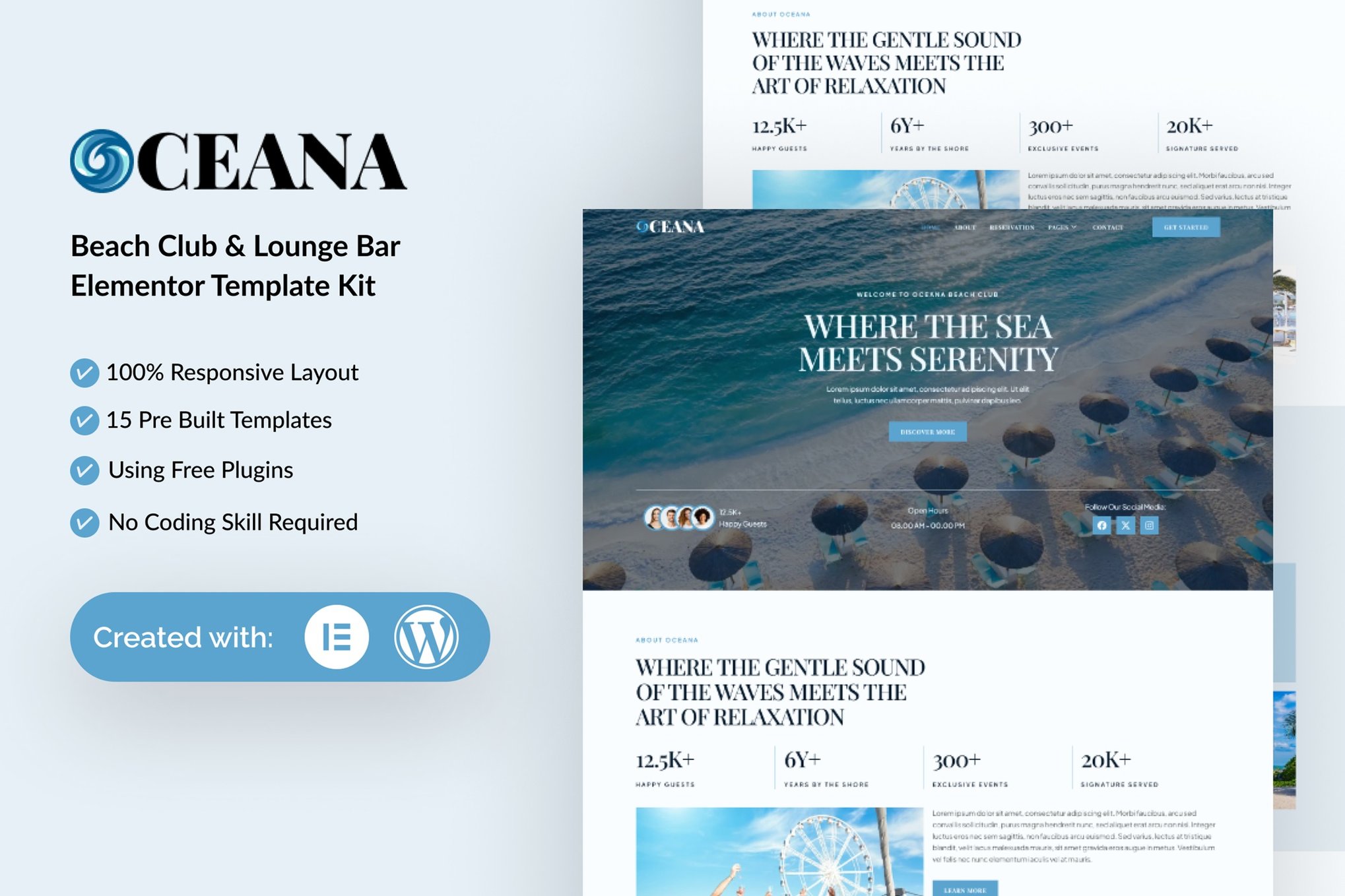 Oceana - Beach Club Lounge Bar & Resort Elementor Template — Elementor template kit cover