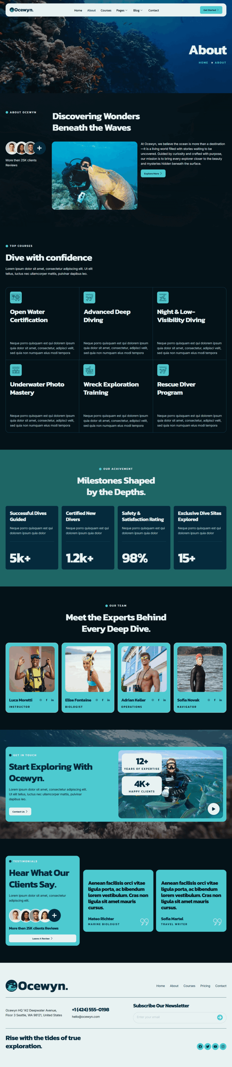 About — Ocewyn - Dive & Ocean Explorations Elementor Template