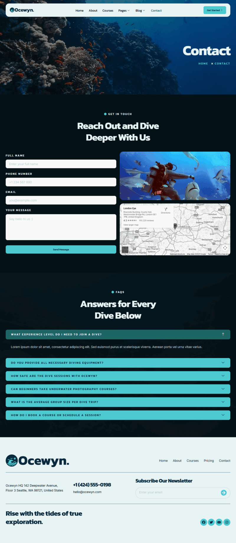 Contact — Ocewyn - Dive & Ocean Explorations Elementor Template
