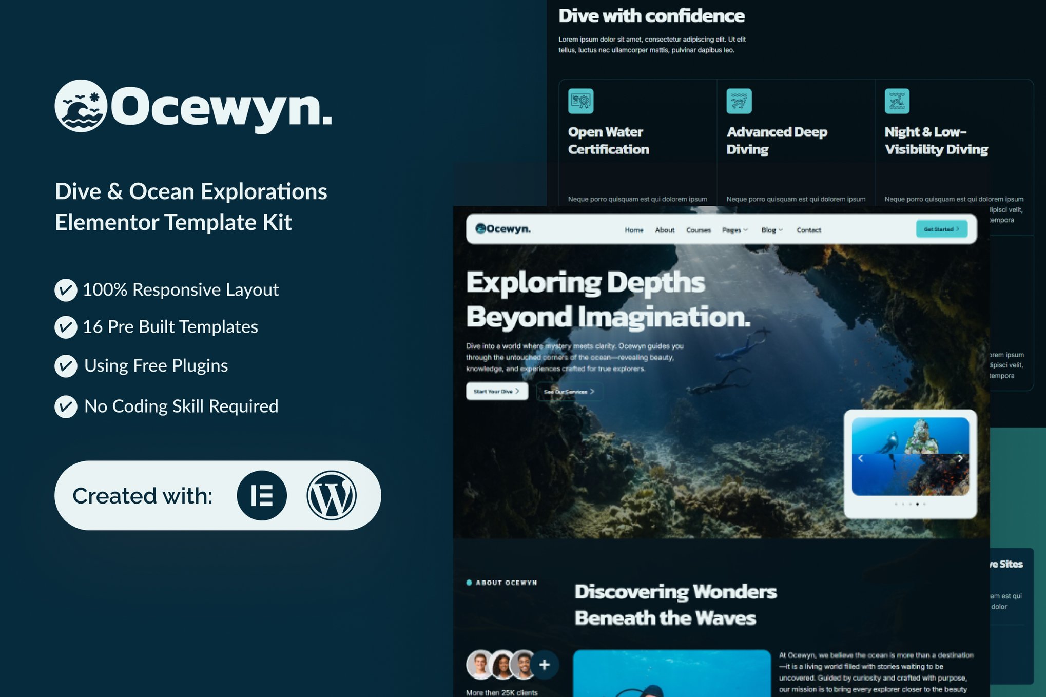 Ocewyn - Dive & Ocean Explorations Elementor Template — Elementor template kit cover