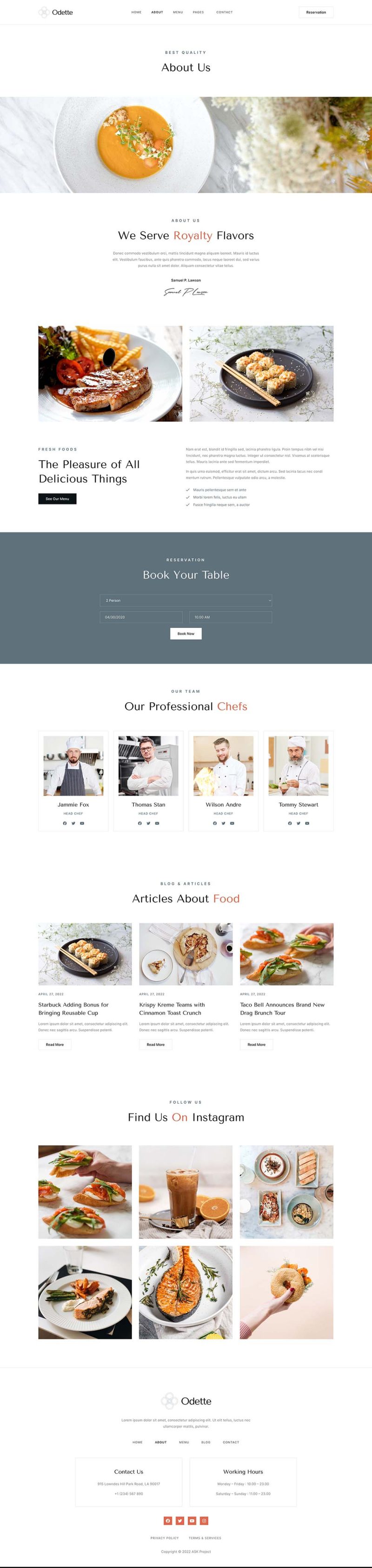 About — Odette - Restaurant Elementor Template