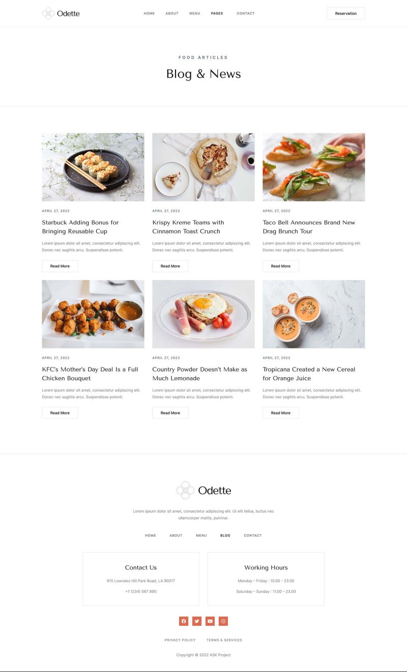 Blog — Odette - Restaurant Elementor Template