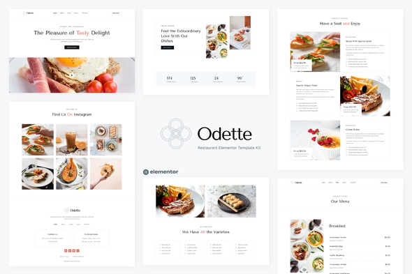 Odette - Restaurant Elementor Template — Elementor template kit cover