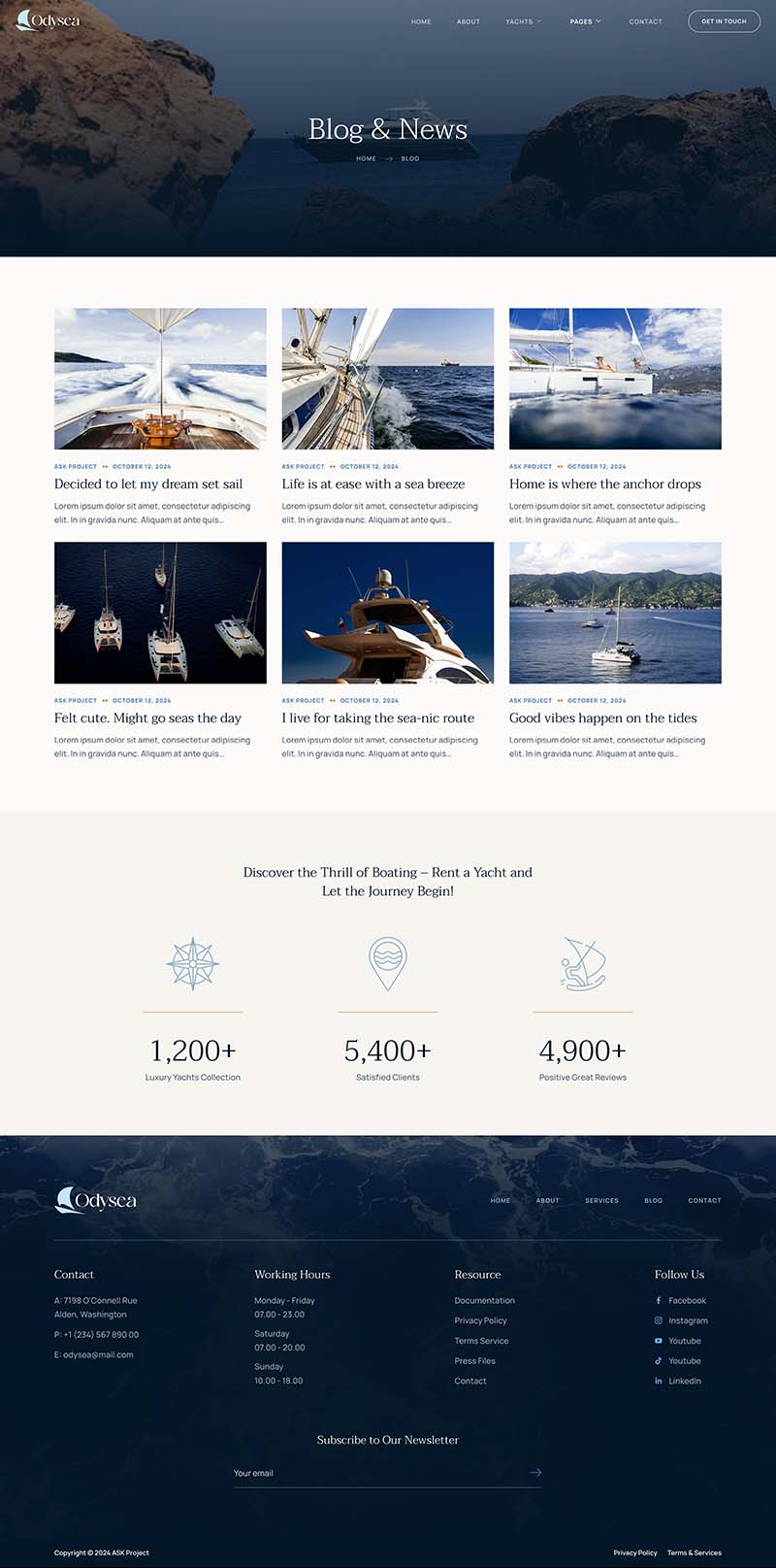 Blog — Odysea - Yacht Club & Boat Rental Elementor Template