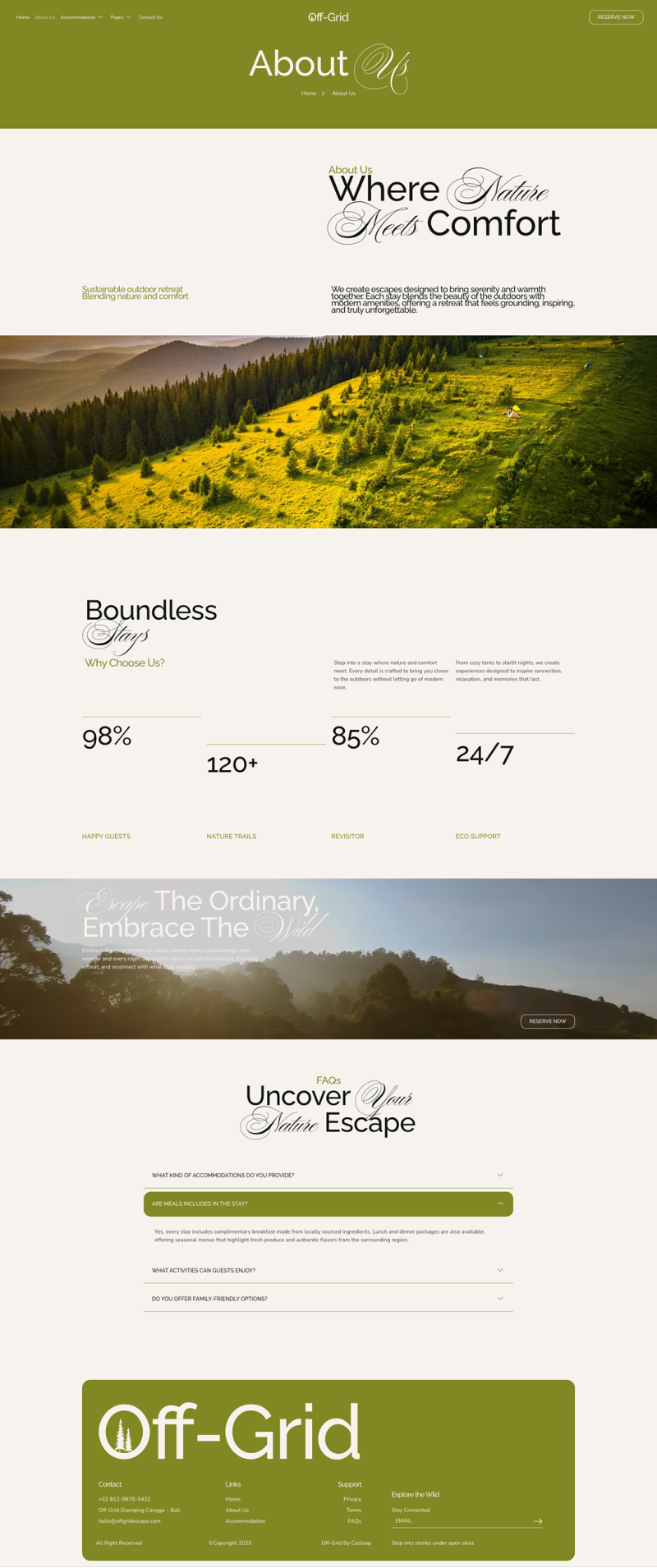 About Us — Off-Grid - Modern Natural Glamping Elementor Template