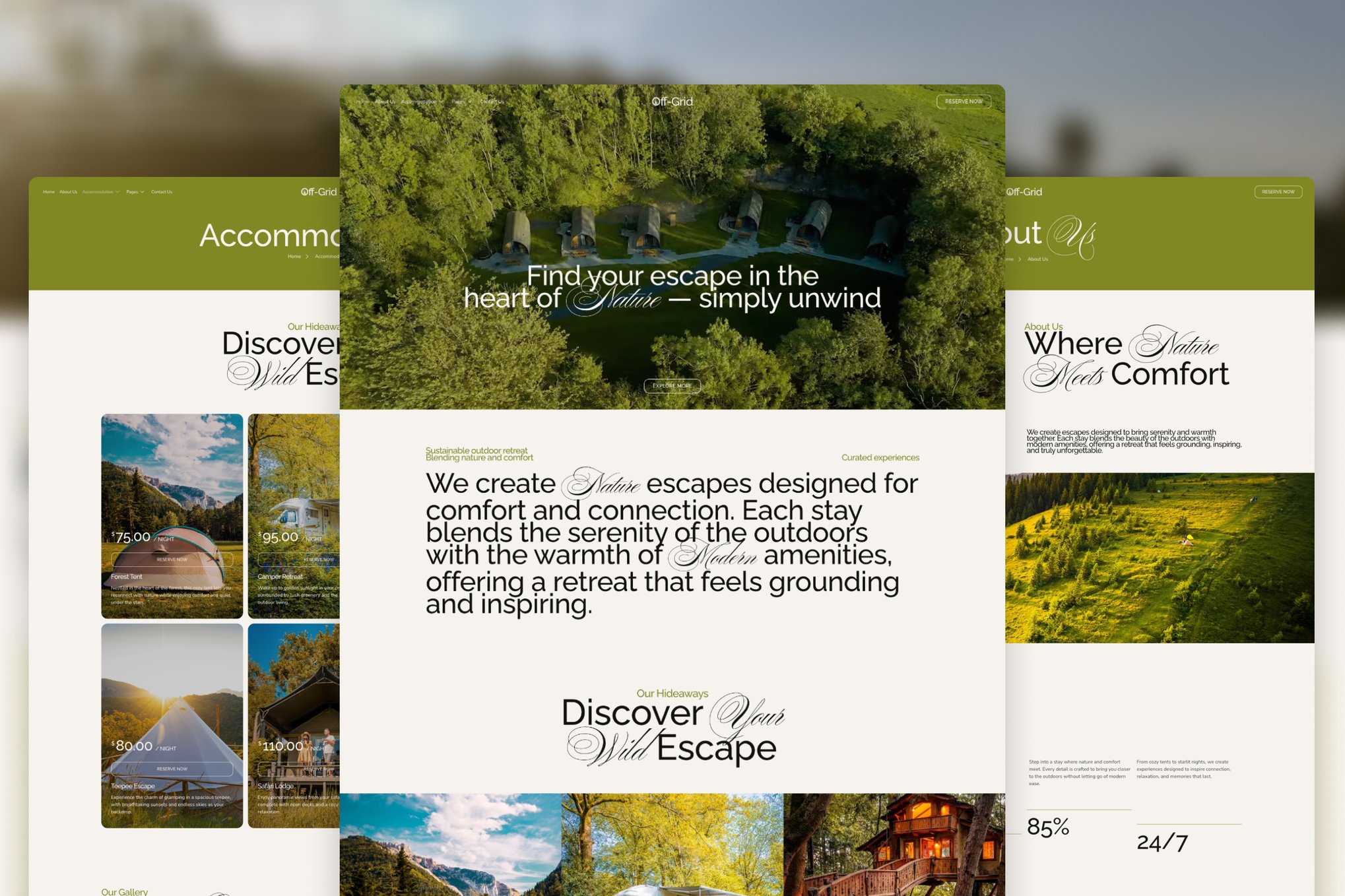 Off-Grid - Modern Natural Glamping Elementor Template — Elementor template kit cover