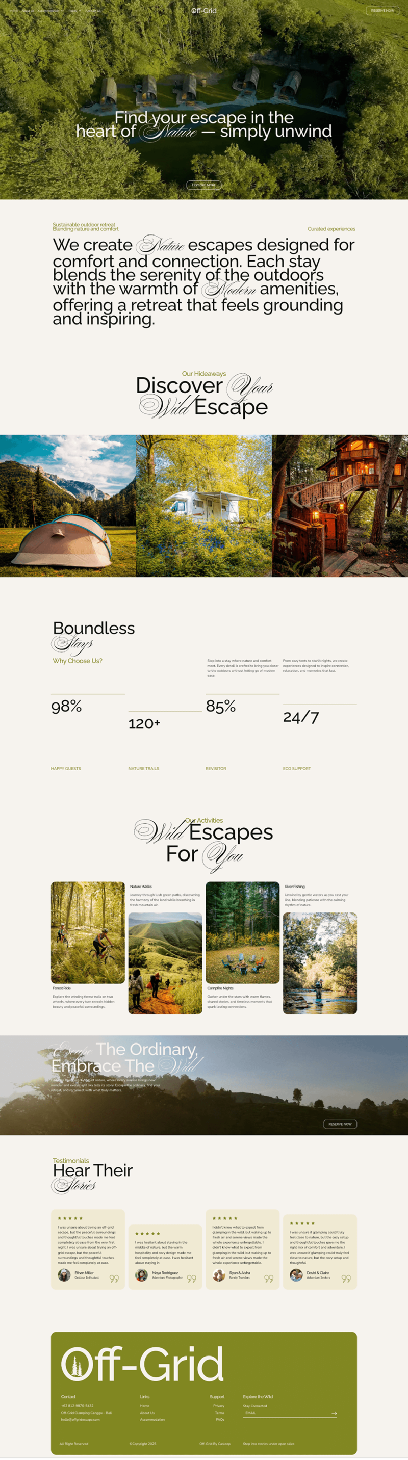 Home — Off-Grid - Modern Natural Glamping Elementor Template