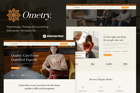 Ometry - Psychology Therapy & Counseling Elementor Template — Elementor template kit cover