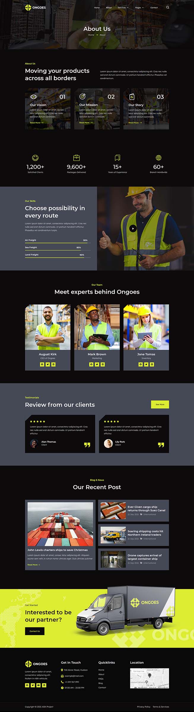 About — Ongoes - Shipping & Transport Company Elementor Template
