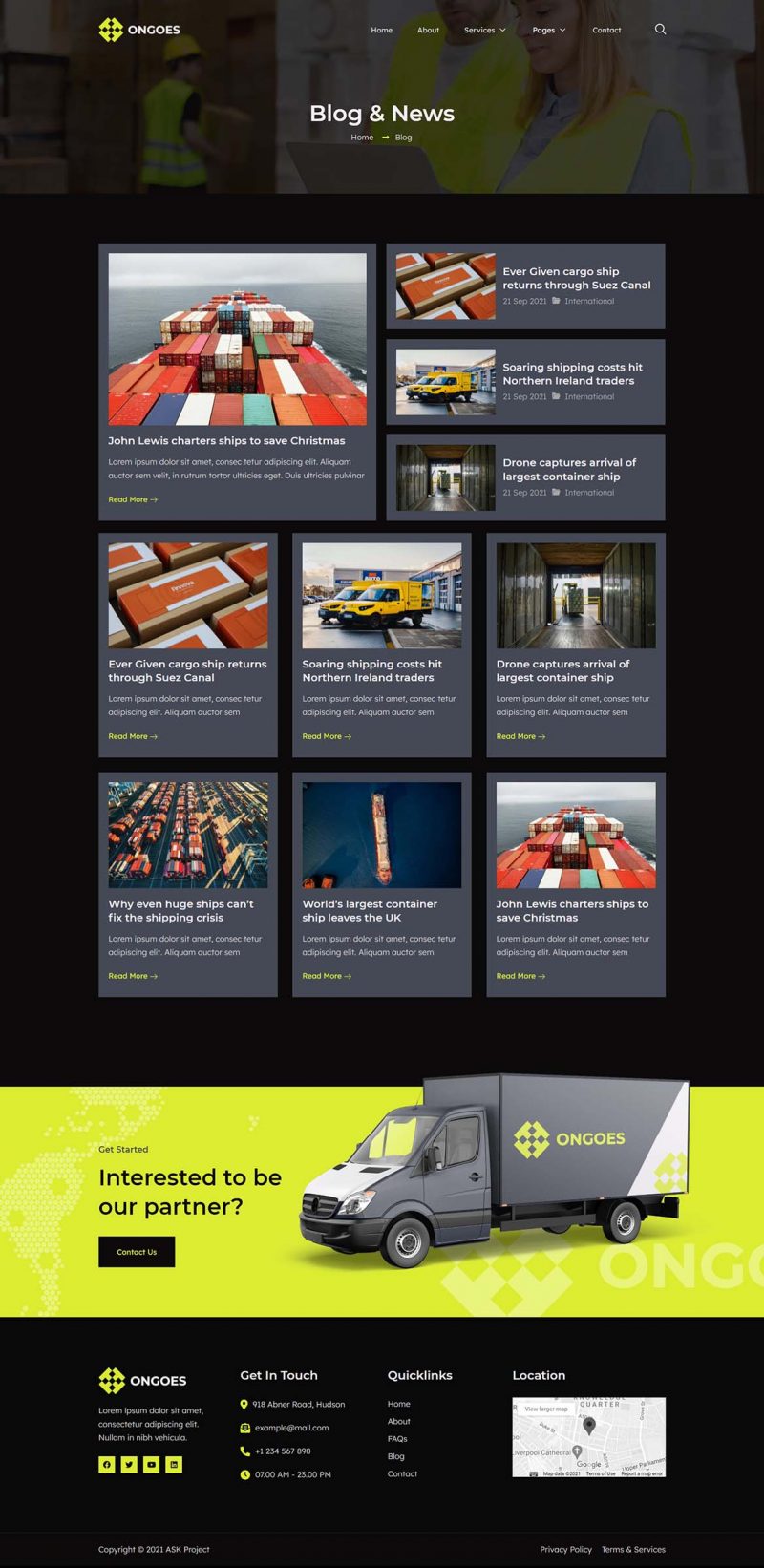 Blog — Ongoes - Shipping & Transport Company Elementor Template