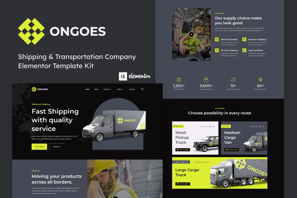 Ongoes - Shipping & Transport Company Elementor Template — Elementor template kit cover