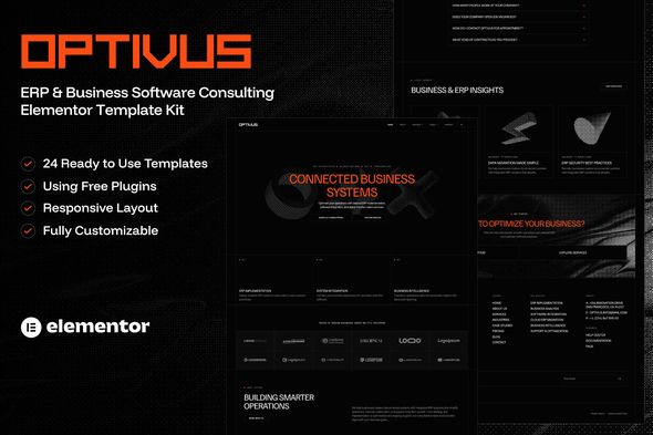 Optivus – ERP & Business Software Consulting Elementor Template — Elementor template kit cover