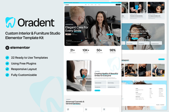 Oradent - Cosmetic Dental Clinic Elementor Template — Elementor template kit cover