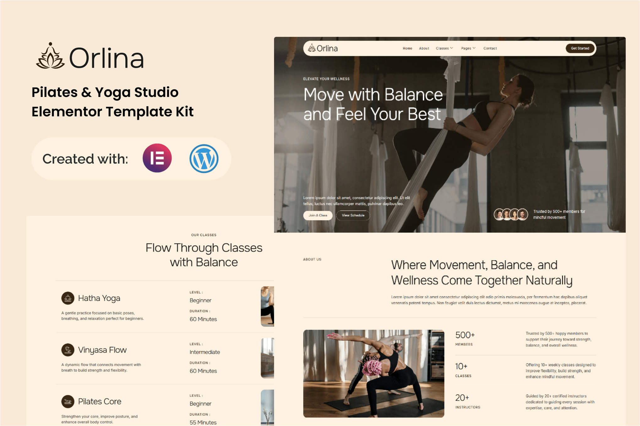 Orlina - Pilates & Yoga Studio Elementor Template — Elementor template kit cover