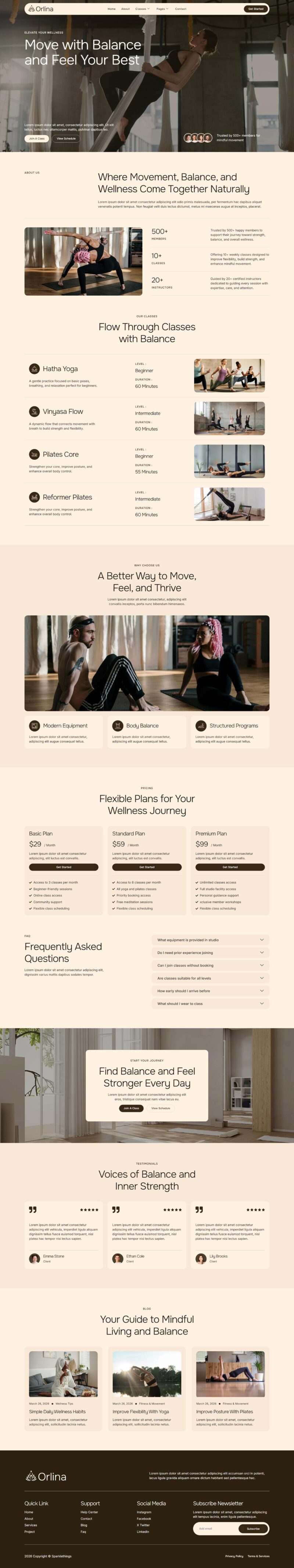 Home — Orlina - Pilates & Yoga Studio Elementor Template