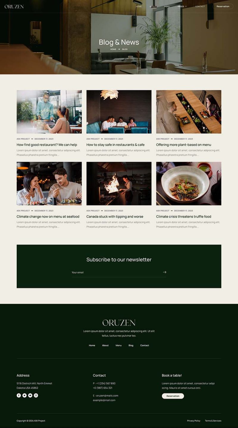 Blog — Oruzen - Restaurant & Cafe Elementor Template