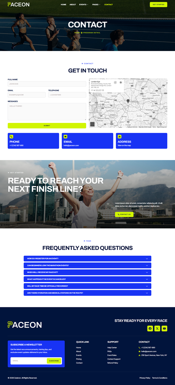 Contact — Paceon - Marathon Race & Running Elementor Template