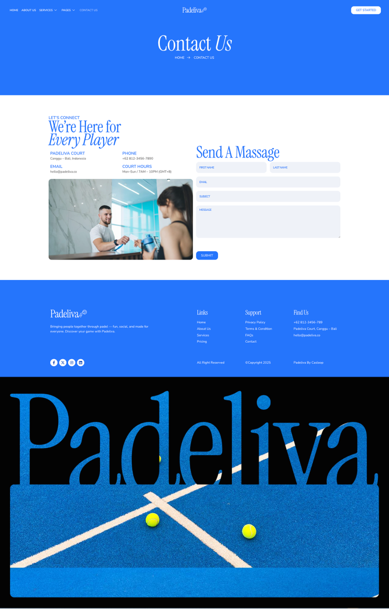 Contact Us — Padeliva - Modern Sporty Padel & Tennis Elementor Template