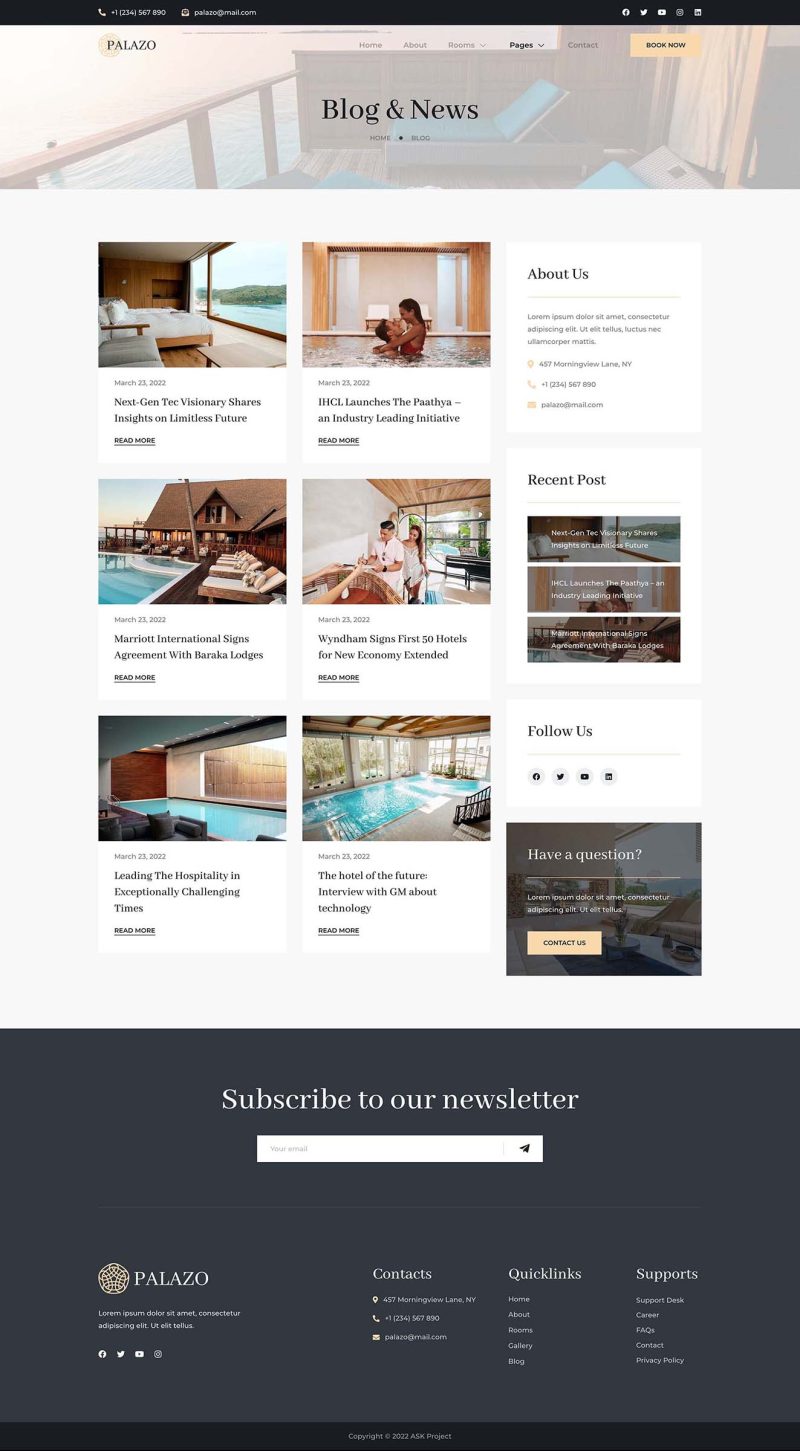 Blog — Palazo - Hotel and Resort Booking Elementor Template