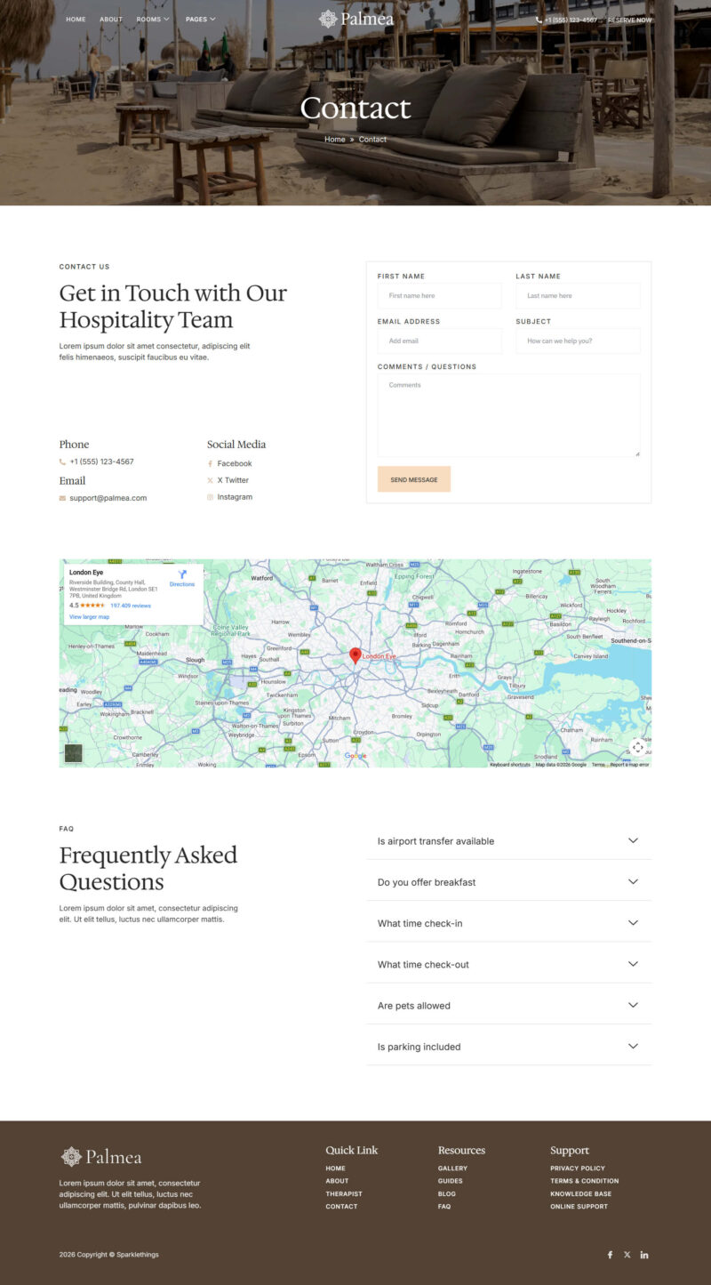 Contact — Palmea - Luxury Hotel & Resort Elementor Template