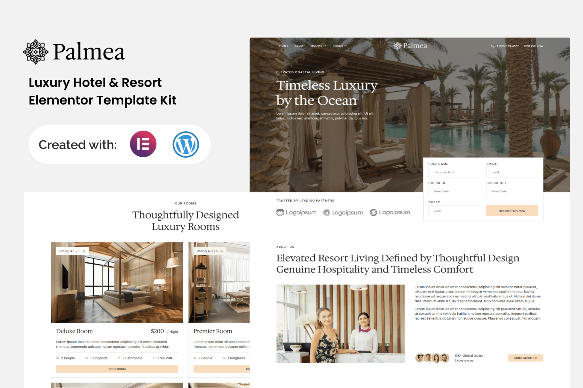 Palmea - Luxury Hotel & Resort Elementor Template — Elementor template kit cover