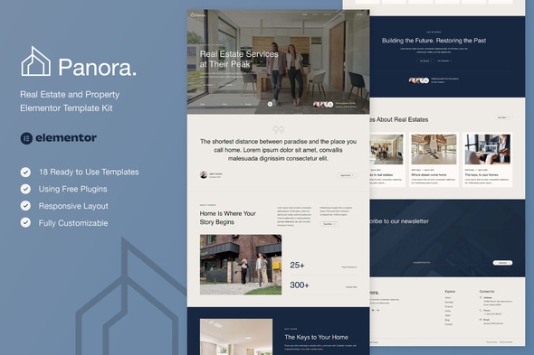 Panora - Real Estate & Property Elementor Template — Elementor template kit cover