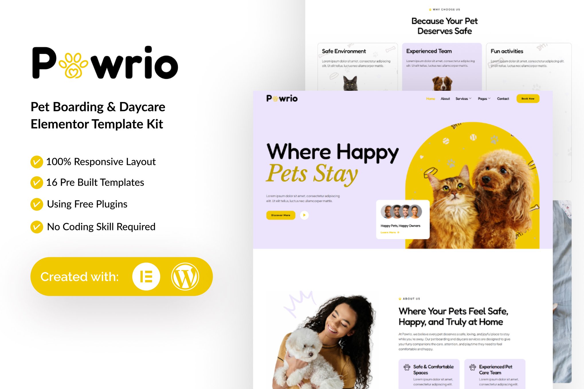 Pawrio - Pet Boarding & Daycare Elementor Template — Elementor template kit cover