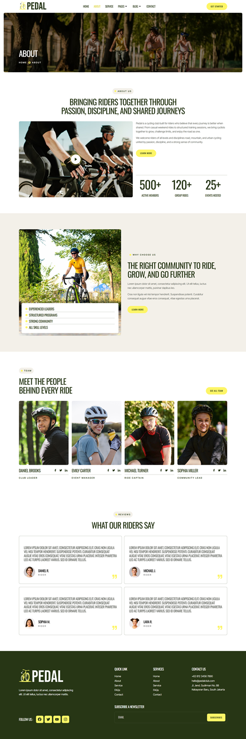 About — Pedal - Cycling Club Elementor Template