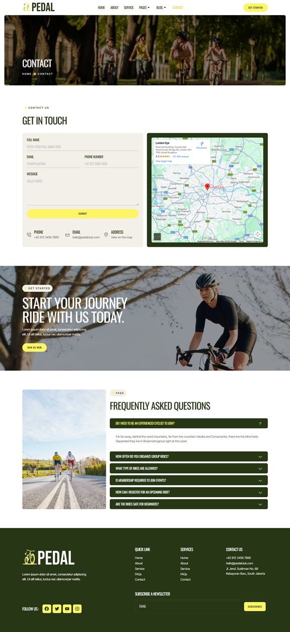 Contact — Pedal - Cycling Club Elementor Template
