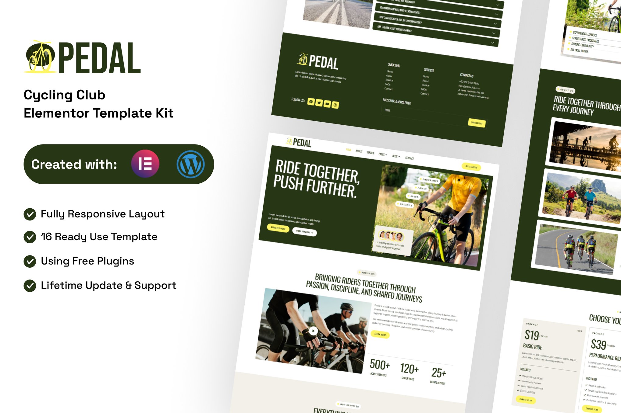 Pedal - Cycling Club Elementor Template — Elementor template kit cover