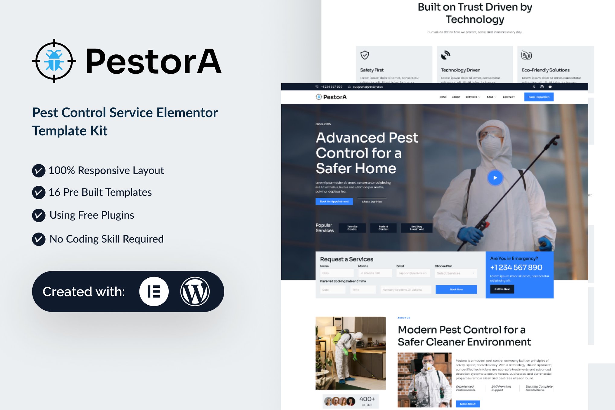 Pestora - Pest Control Services Elementor Template — Elementor template kit cover