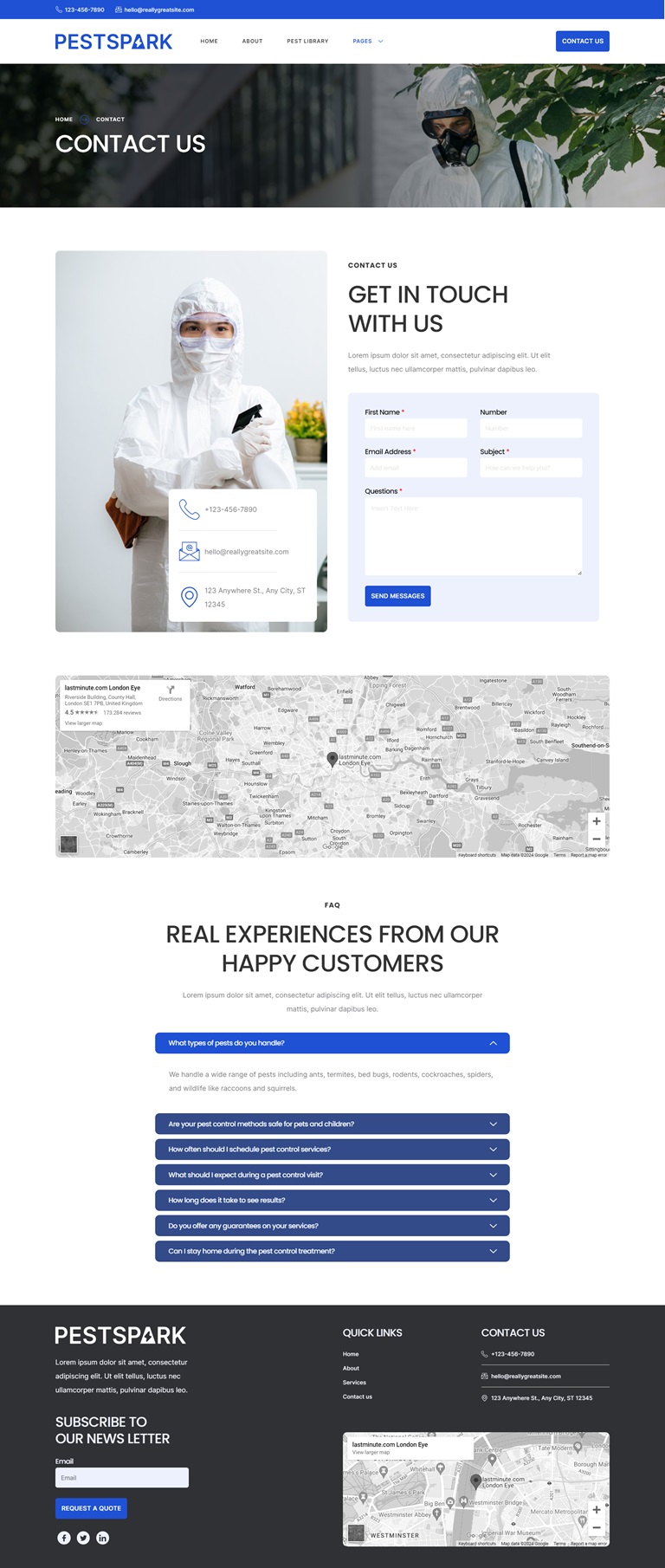 Contact Us — Pestspark - Pest Control Service Elementor Template