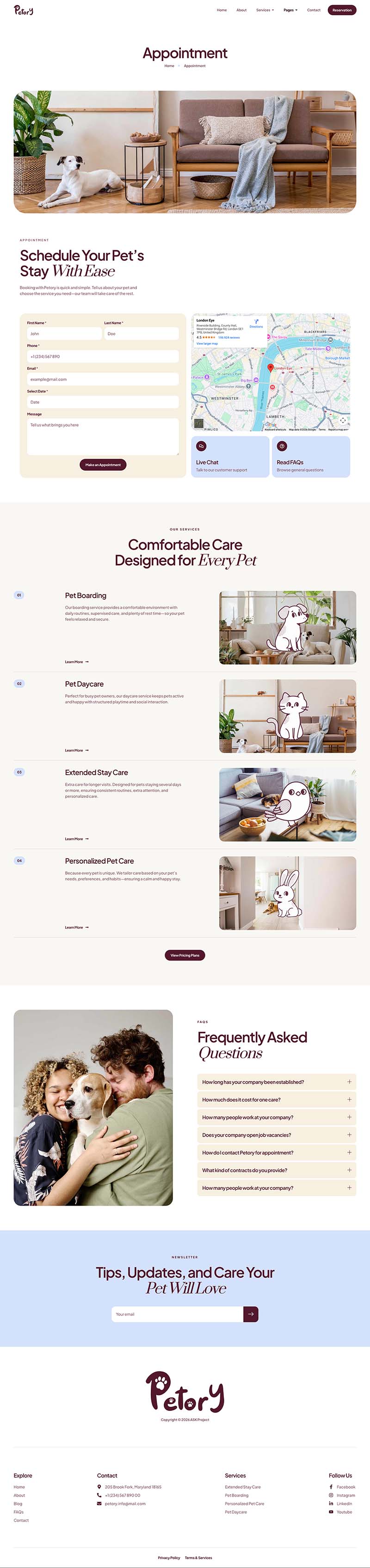 Appointment — Petory - Pet Boarding & Daycare Elementor Template