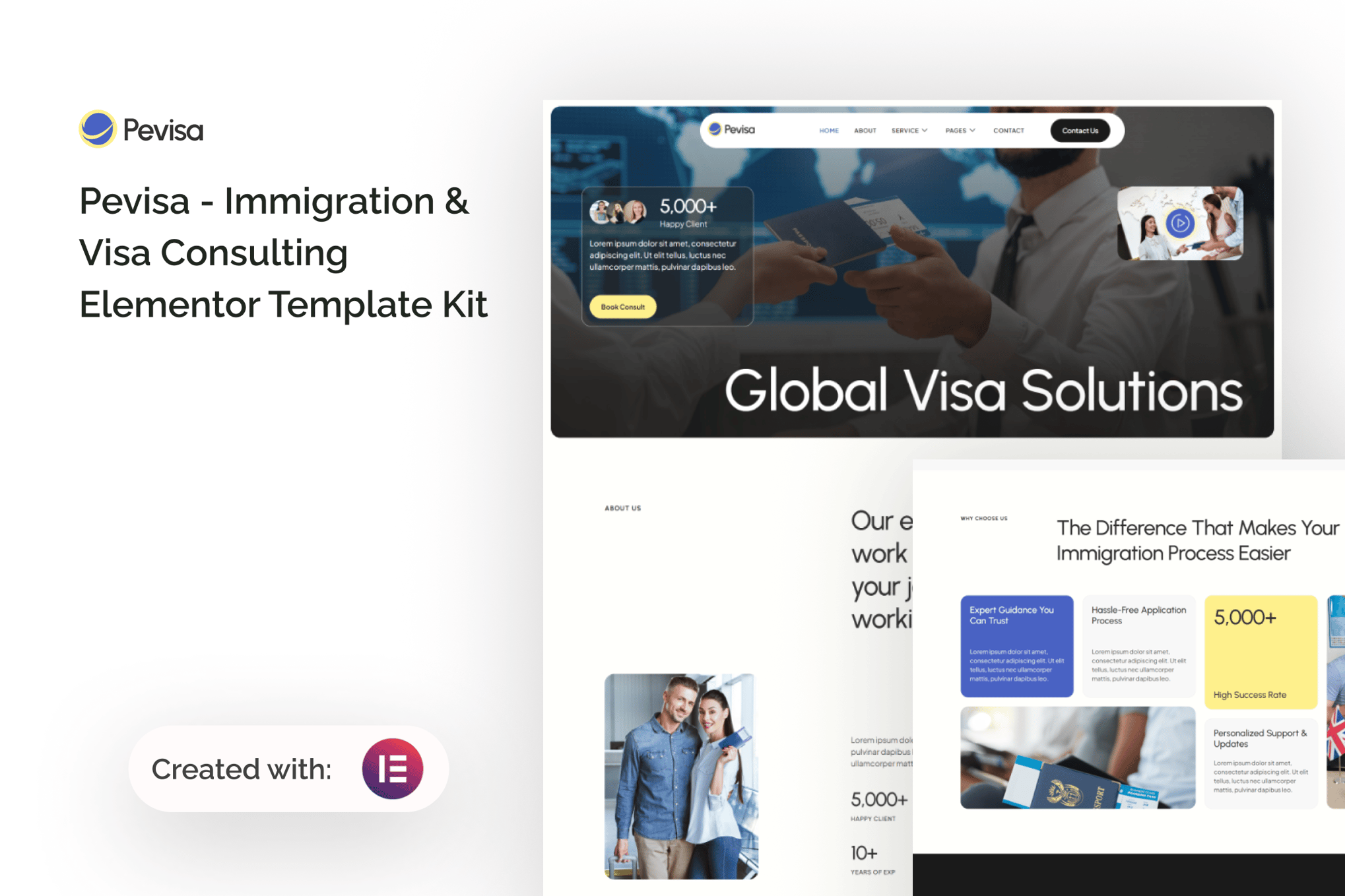 Pevisa - Immigration & Visa Consulting Elementor Template — Elementor template kit cover