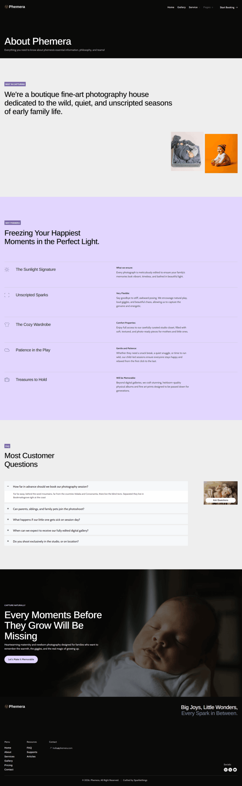 About — Phemera - Newborn & Toddler Photography Service Elementor Template