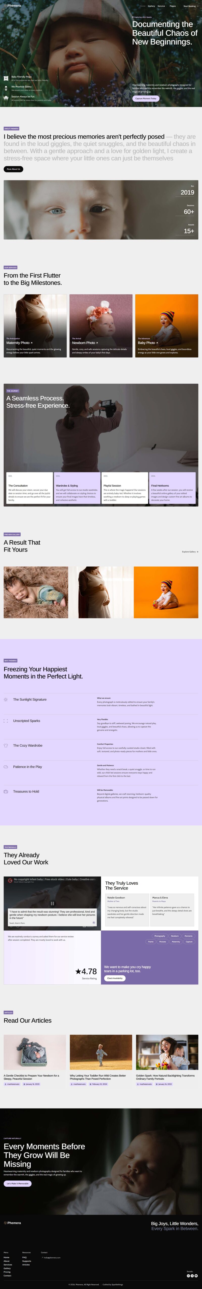 Home — Phemera - Newborn & Toddler Photography Service Elementor Template