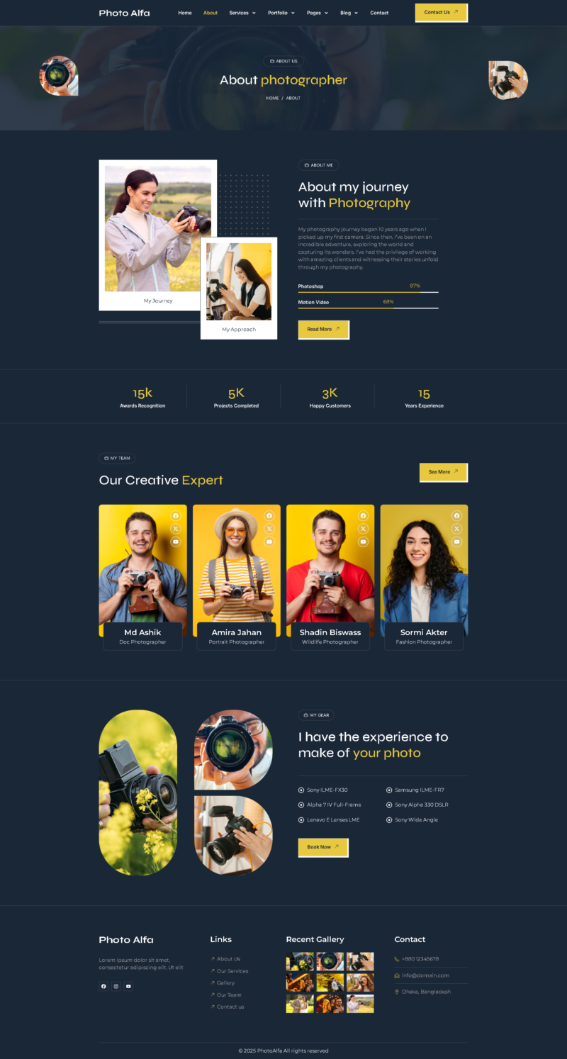 About — Photo Alfa - Photography & Portfolio Elementor Pro Elementor Template