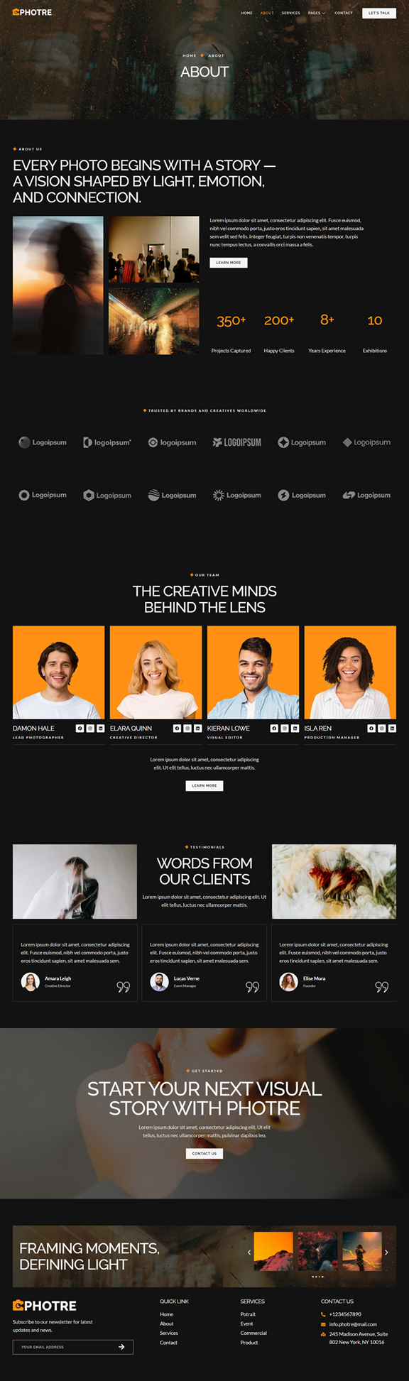About — Photre - Photography Portfolio Elementor Template