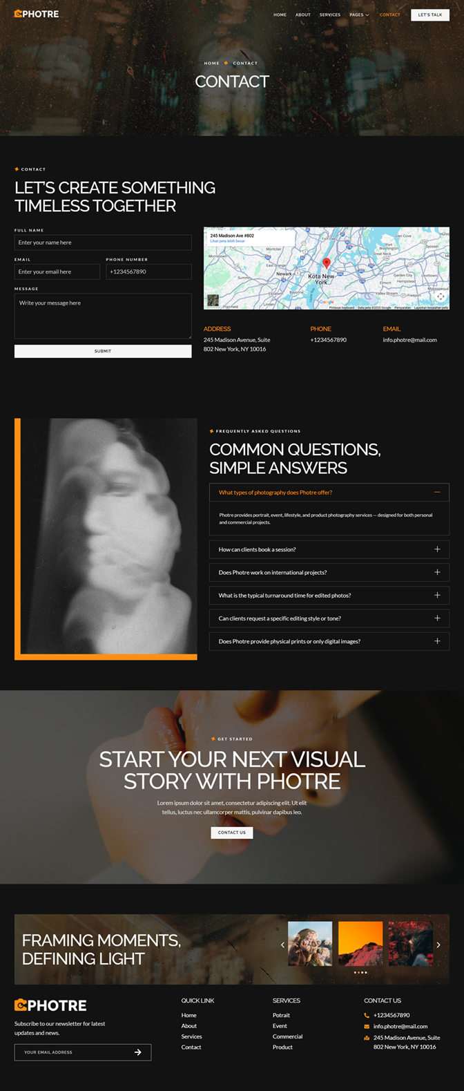 Contact — Photre - Photography Portfolio Elementor Template